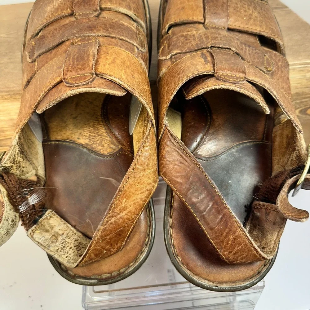 Born VTG Fisherman Sandal Men 9/42 Boho Y2K Leather Retro Jesus Sandals huarache